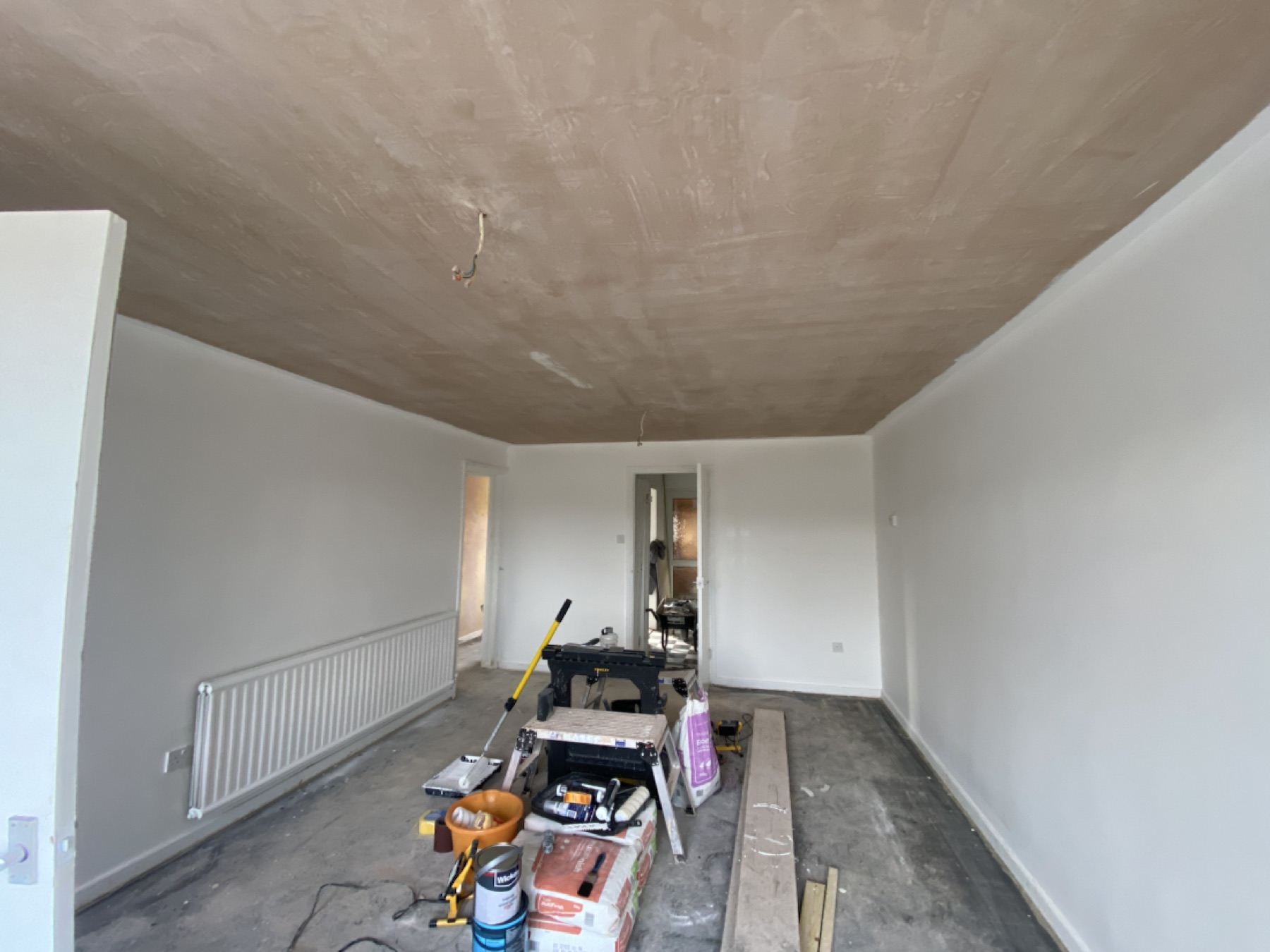 Newly plastered replacement ceiling in Brandon