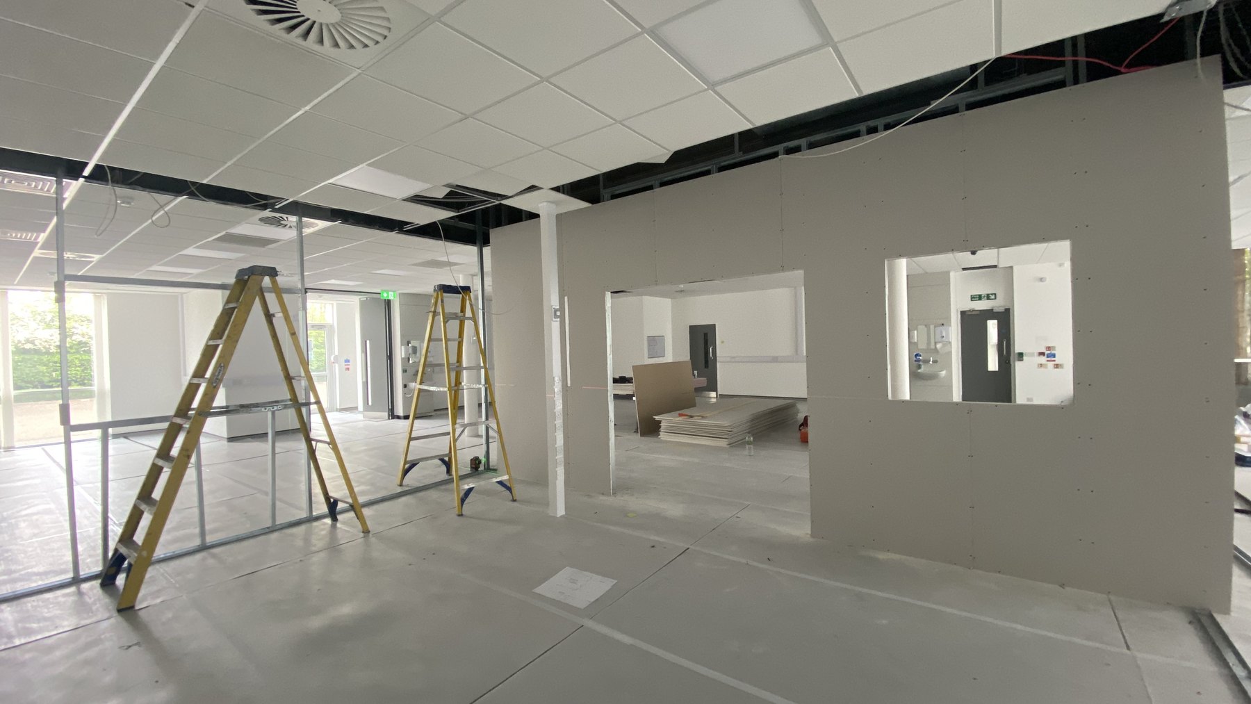 Inspection room formed in plasterboard at Cambridge Research Park
