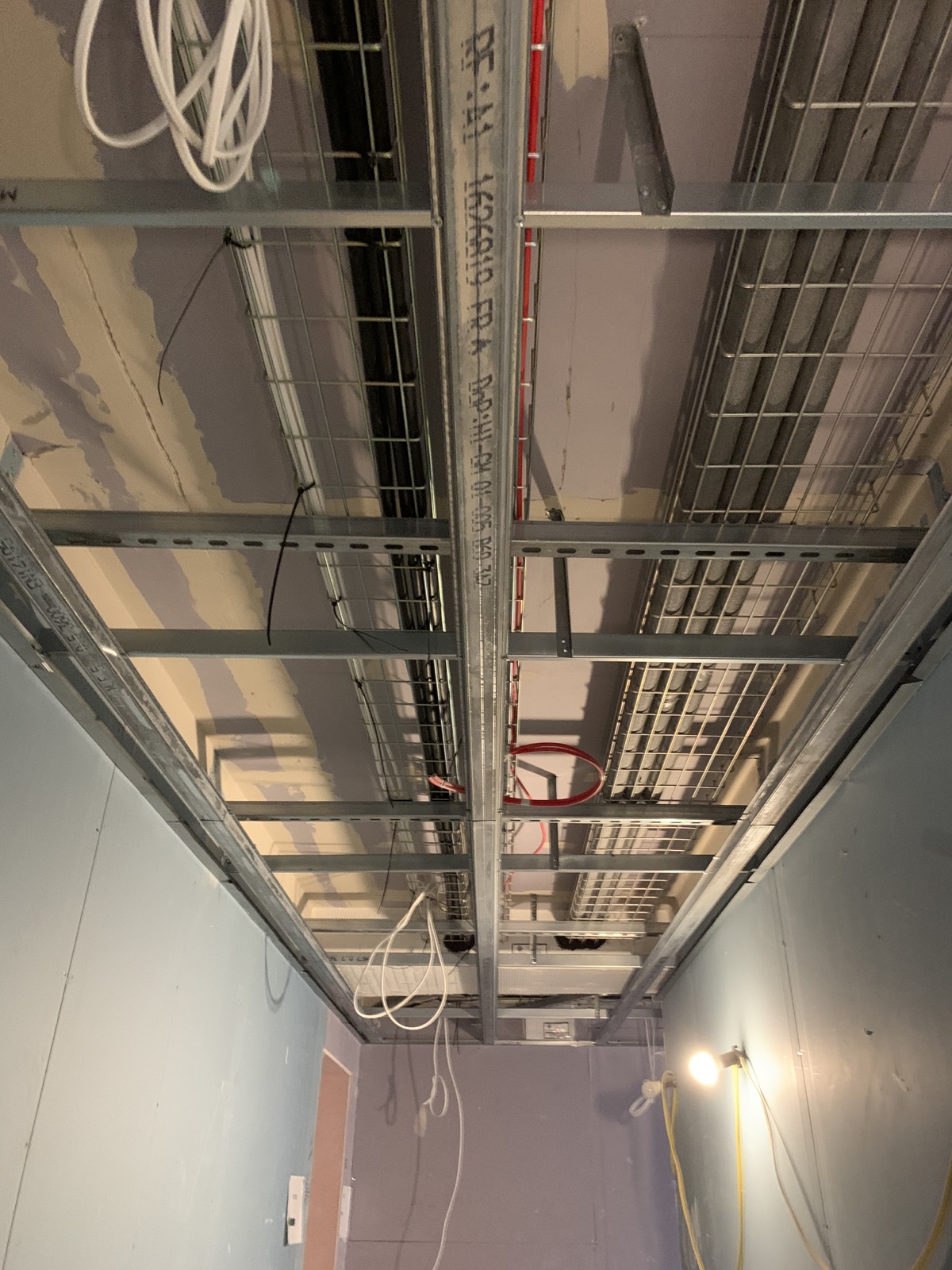 Metal MF ceiling framework in a commercial corridor in Felixstowe