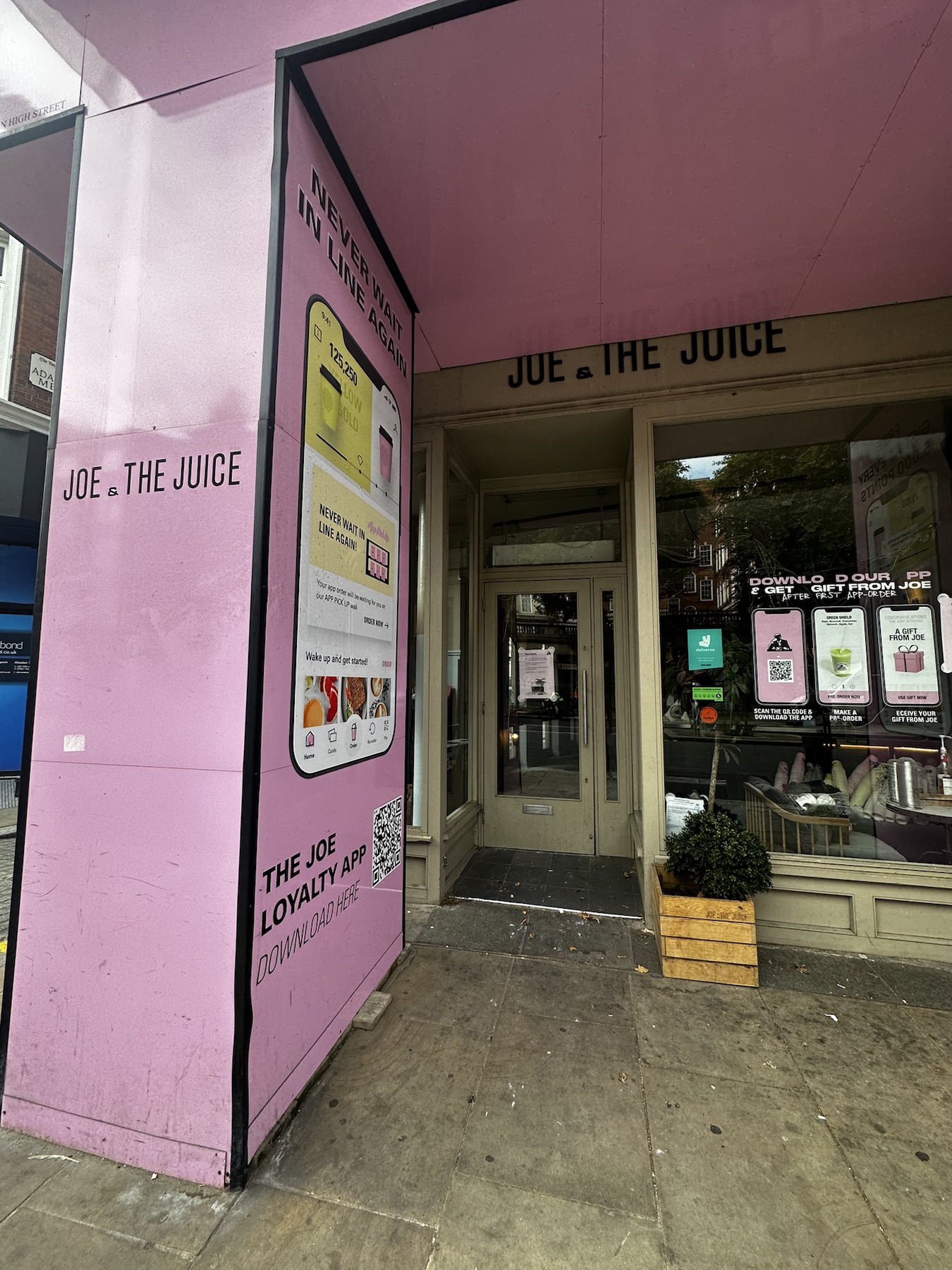 Joe and The Juice storefront on Kensington High Street