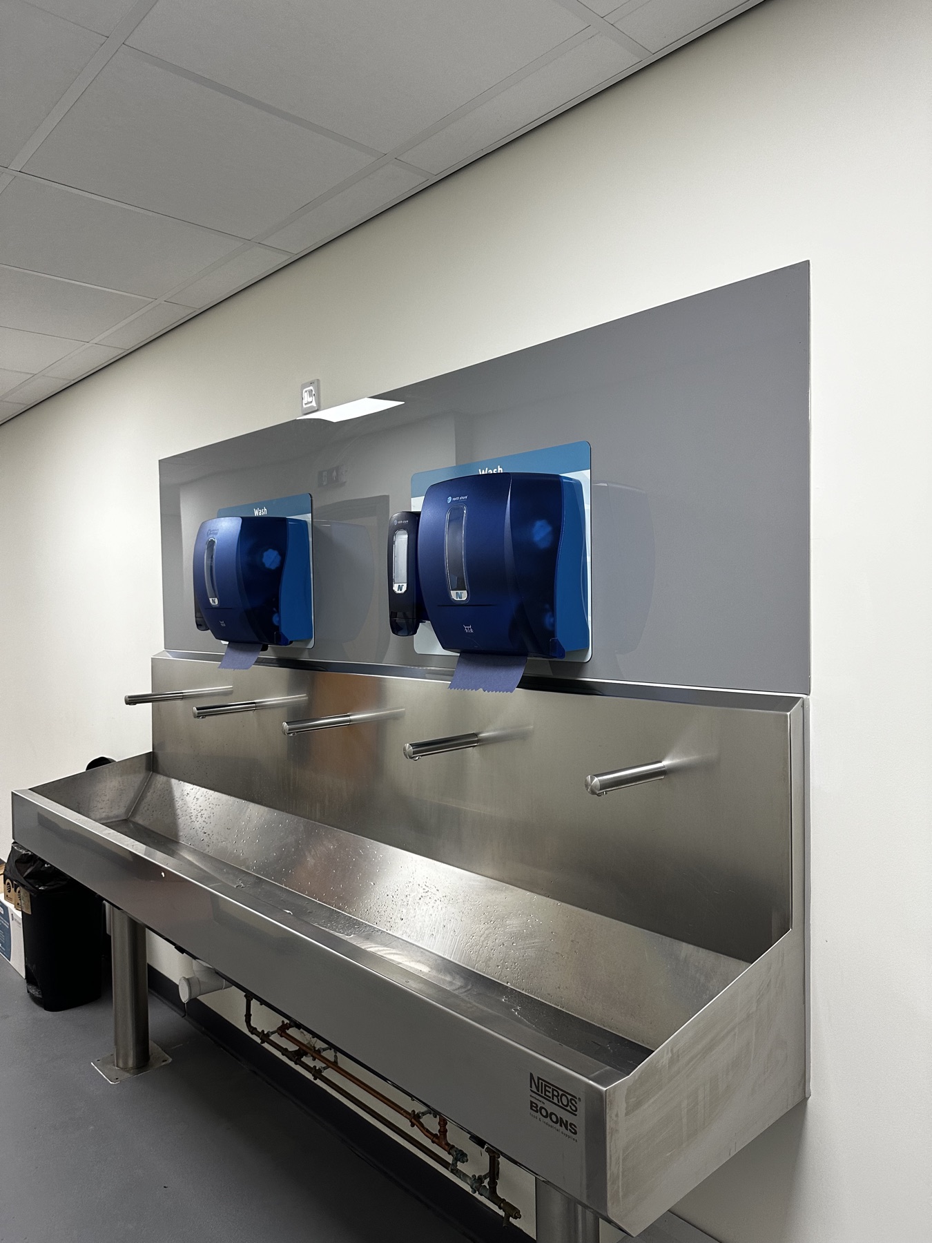 Angled view of commercial hand-wash station for The Greenhouse Growers