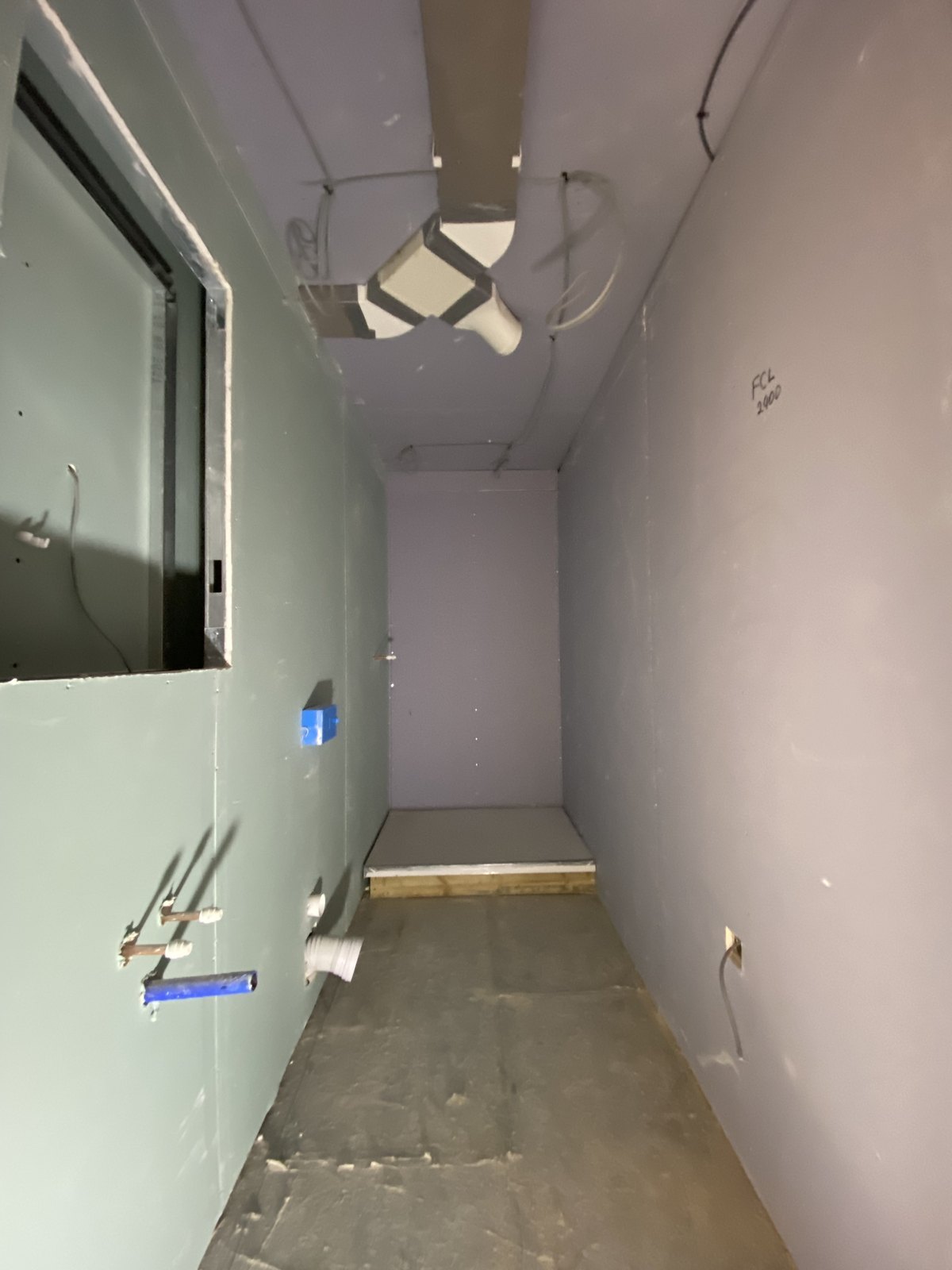Internal room left with a plasterboard finish