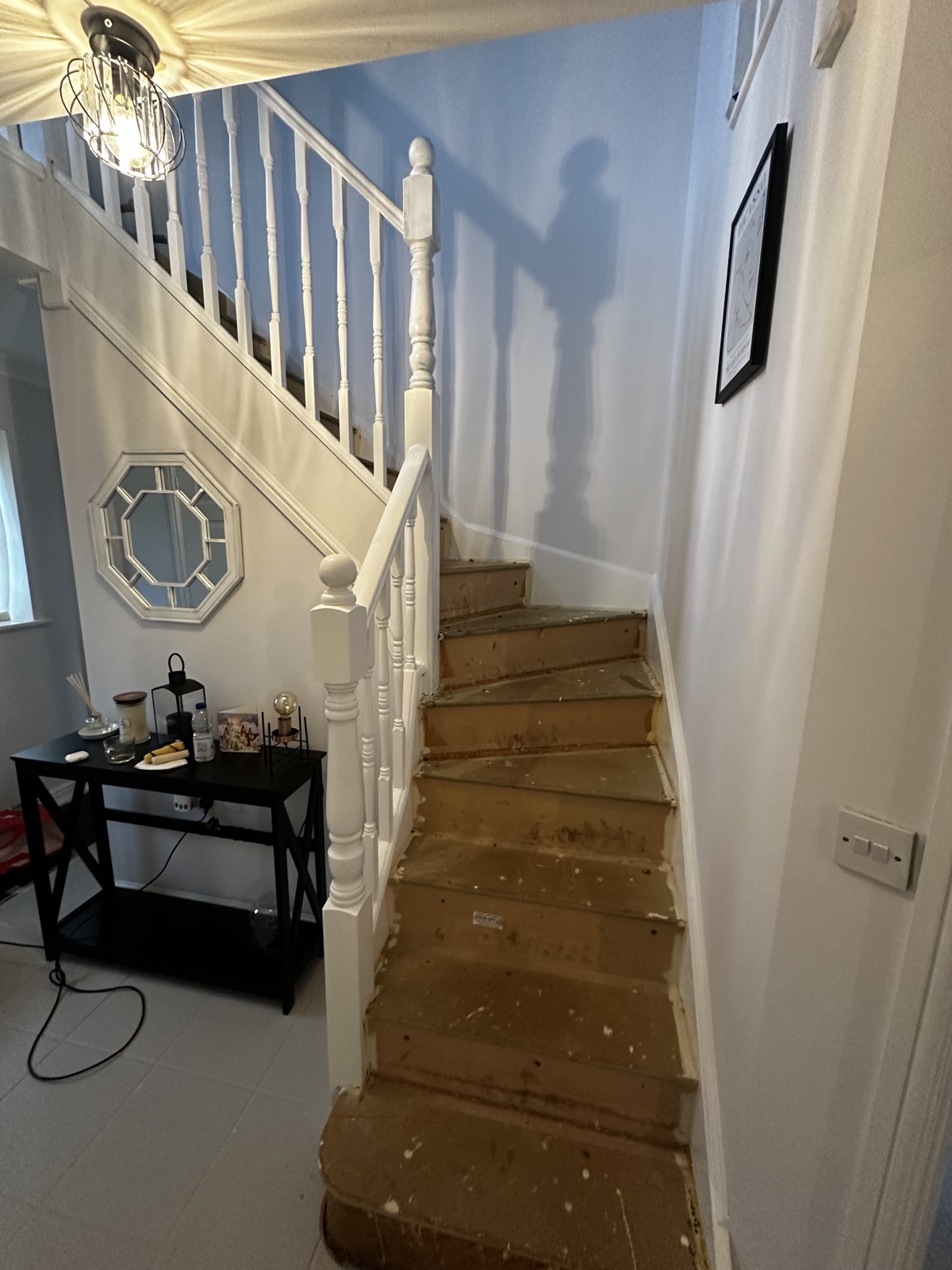 Swaffham staircase immediately after carpet removal