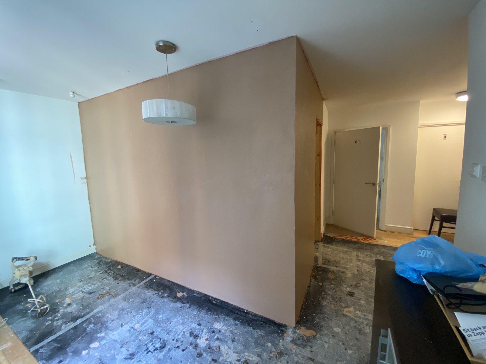 FireLine plasterboard partition during the finishing stage